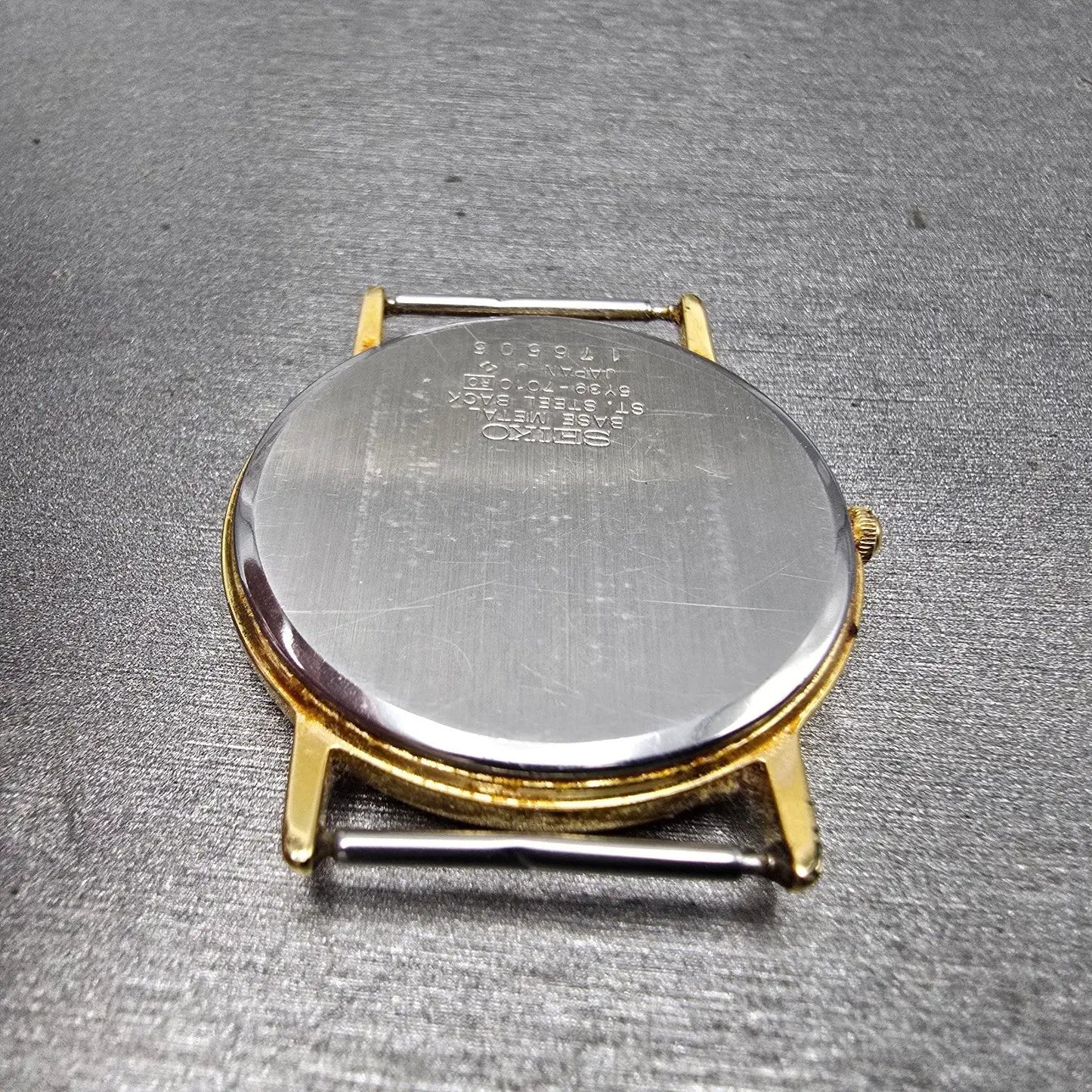 Seiko Watch Men 32mm Gold Dial Gold Tone Date Round 5Y39-7010 VTG PARTS10