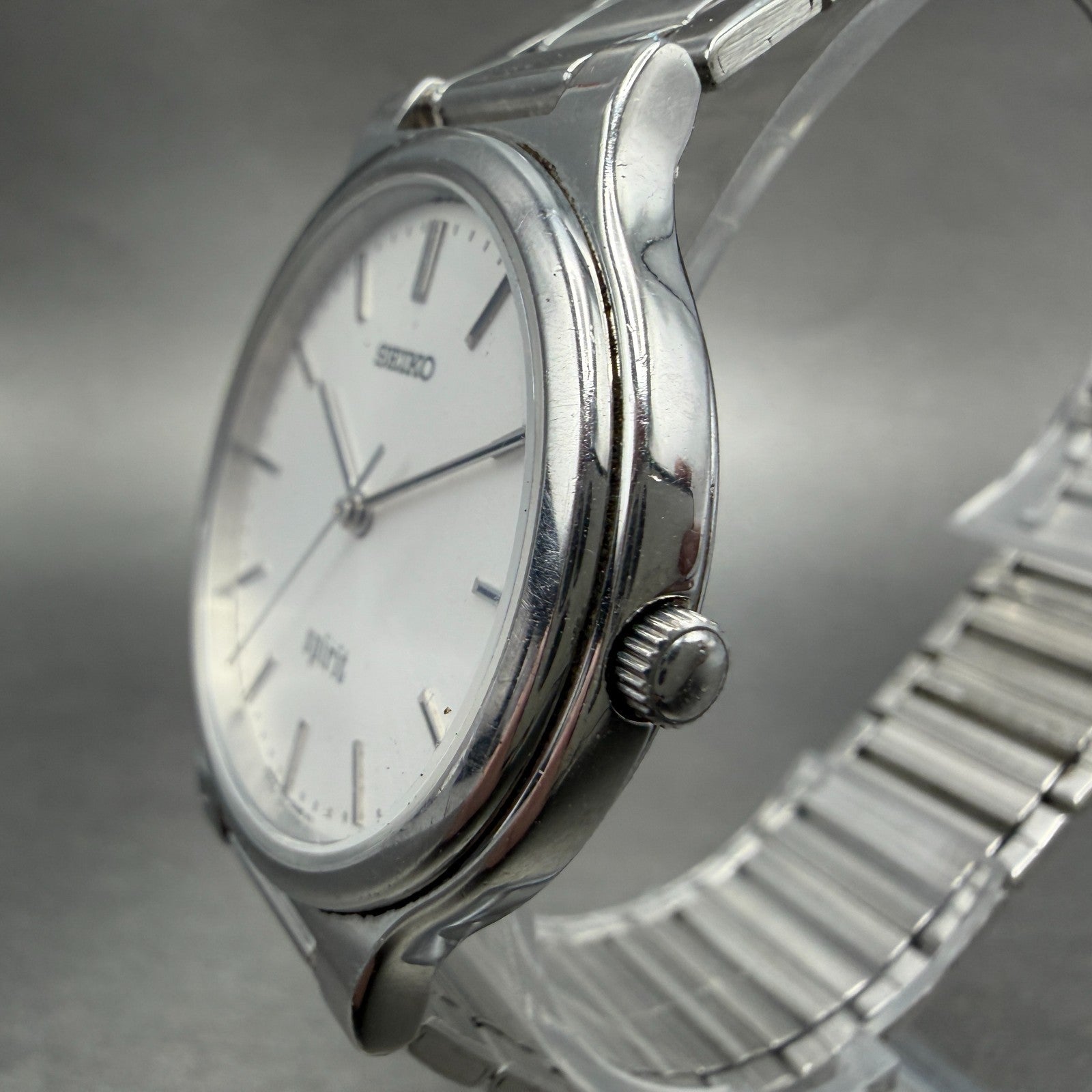 Seiko Spirit Watch Men 34mm Silver Dial Silver Tone Round 7n01-6a70 New Battery2