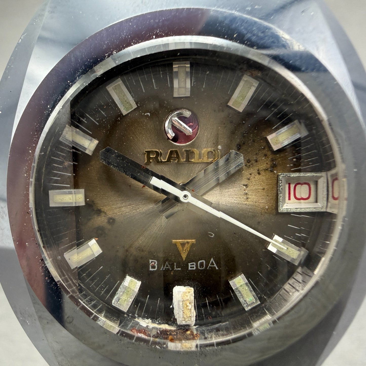 Rado Balboa V Watch Men 36mm Brown Dial Silver Tone Oval Date Automatic Runs1