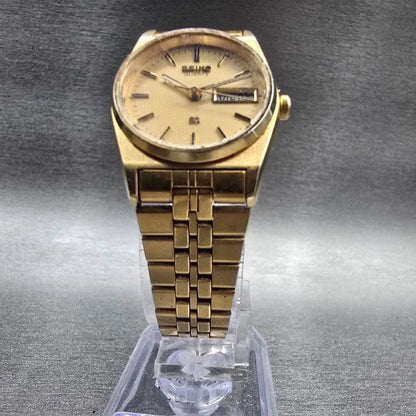 Seiko SQ Watch Women 23mm Gold Dial Gold Tone Daydate Round 2A23-0029 New Batt5