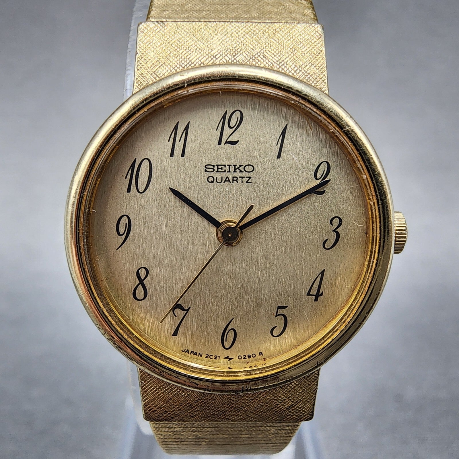 Seiko Watch Women 21mm Champagne Dial Gold Tone Round 2c210060 New Battery1