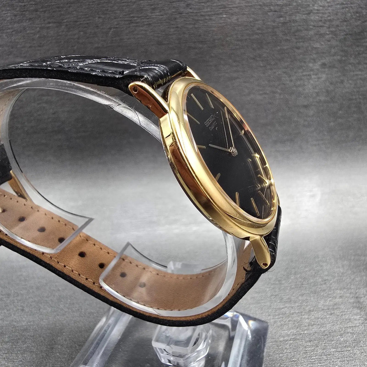 Seiko Watch Men 34mm Black Dial Gold Tone Round 7N00-8A00 New Battery Vintage3