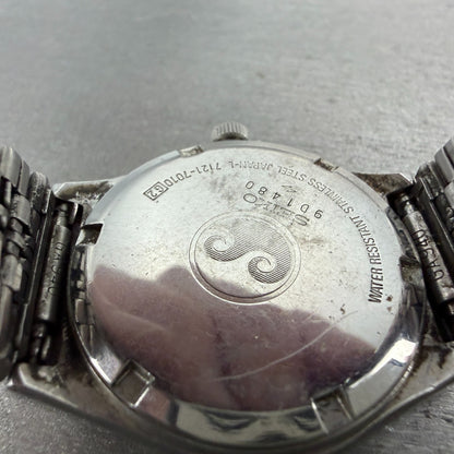 Seiko Silverwave Watch Men 35mm White Dial Steel Round 7121-7010 New Battery VTG9