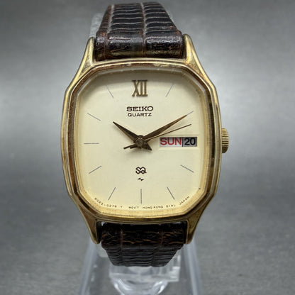 Seiko SQ Watch Women 22mm Cream Dial Gold Tone Daydate 8523-5079 New Battery0