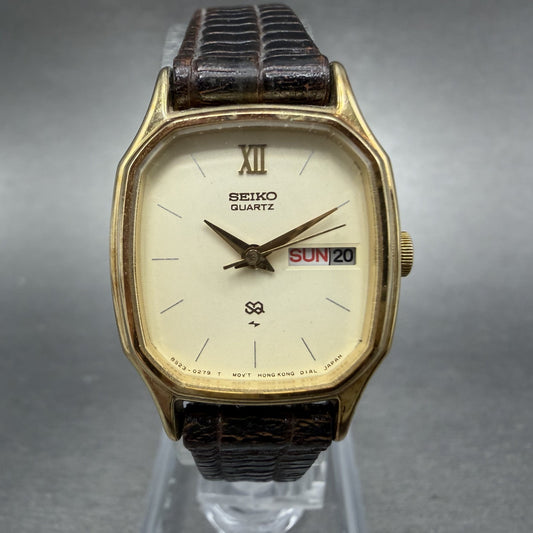 Seiko SQ Watch Women 22mm Cream Dial Gold Tone Daydate 8523-5079 New Battery0