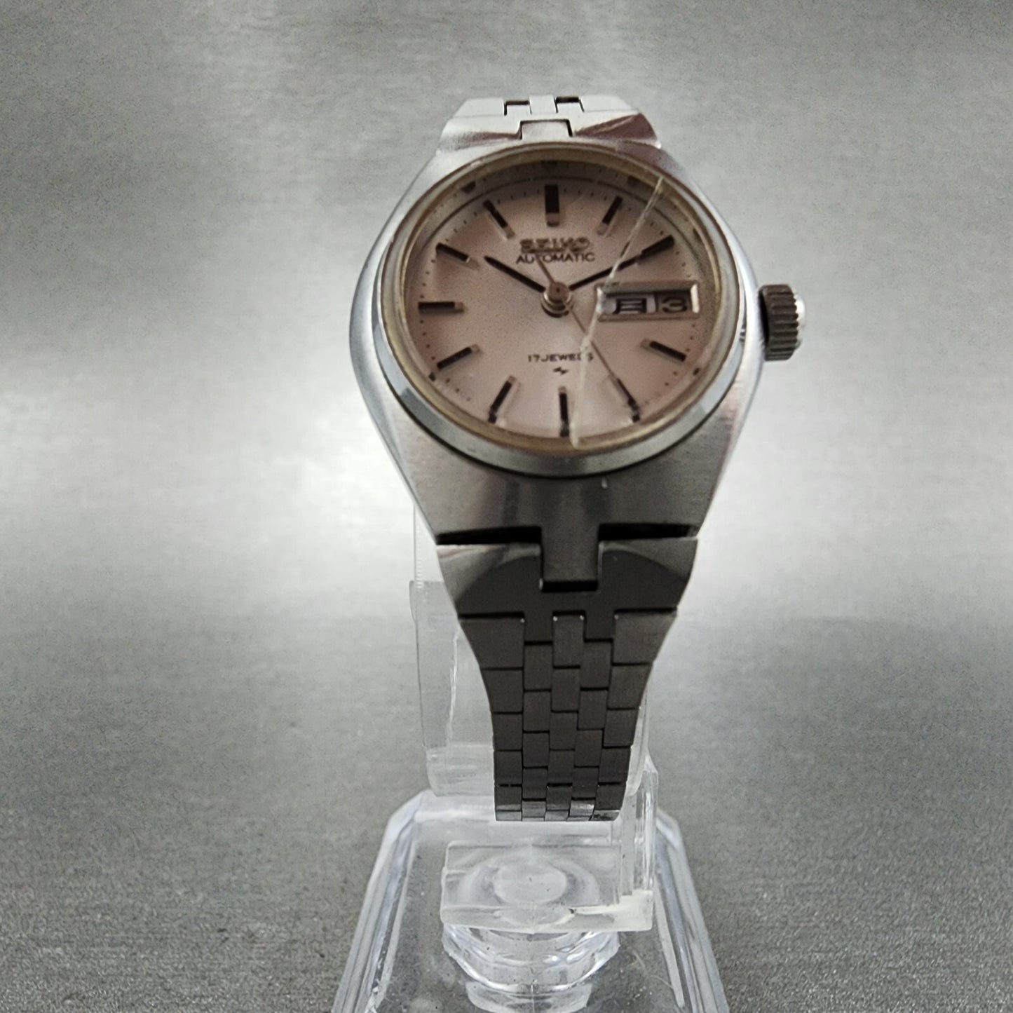 Seiko Automatic Watch Women 25mm Silver Dial Silver Tone Daydate Runs READ!!!!!!5
