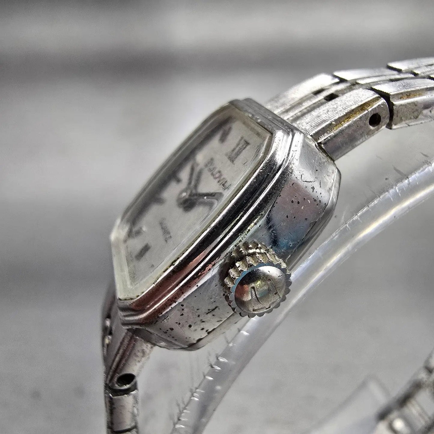 Bulova Watch Women 16mm Silver Dial Silver Tone Rectangle Vintage New Battery2