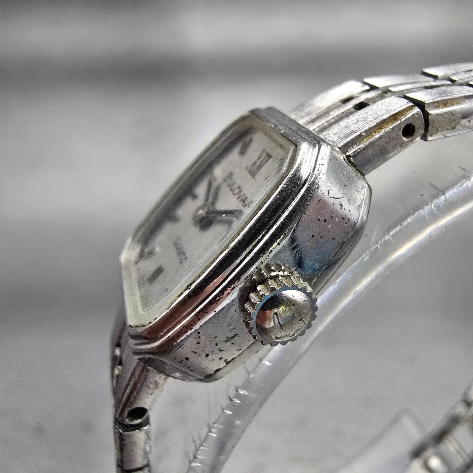 Bulova Watch Women 16mm Silver Dial Silver Tone Rectangle Vintage New Battery2