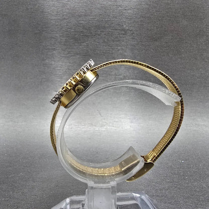 Armitron Deauville Diamond Watch Women 15mm Gold Dial Gold Sapphire Oval NewBatt6