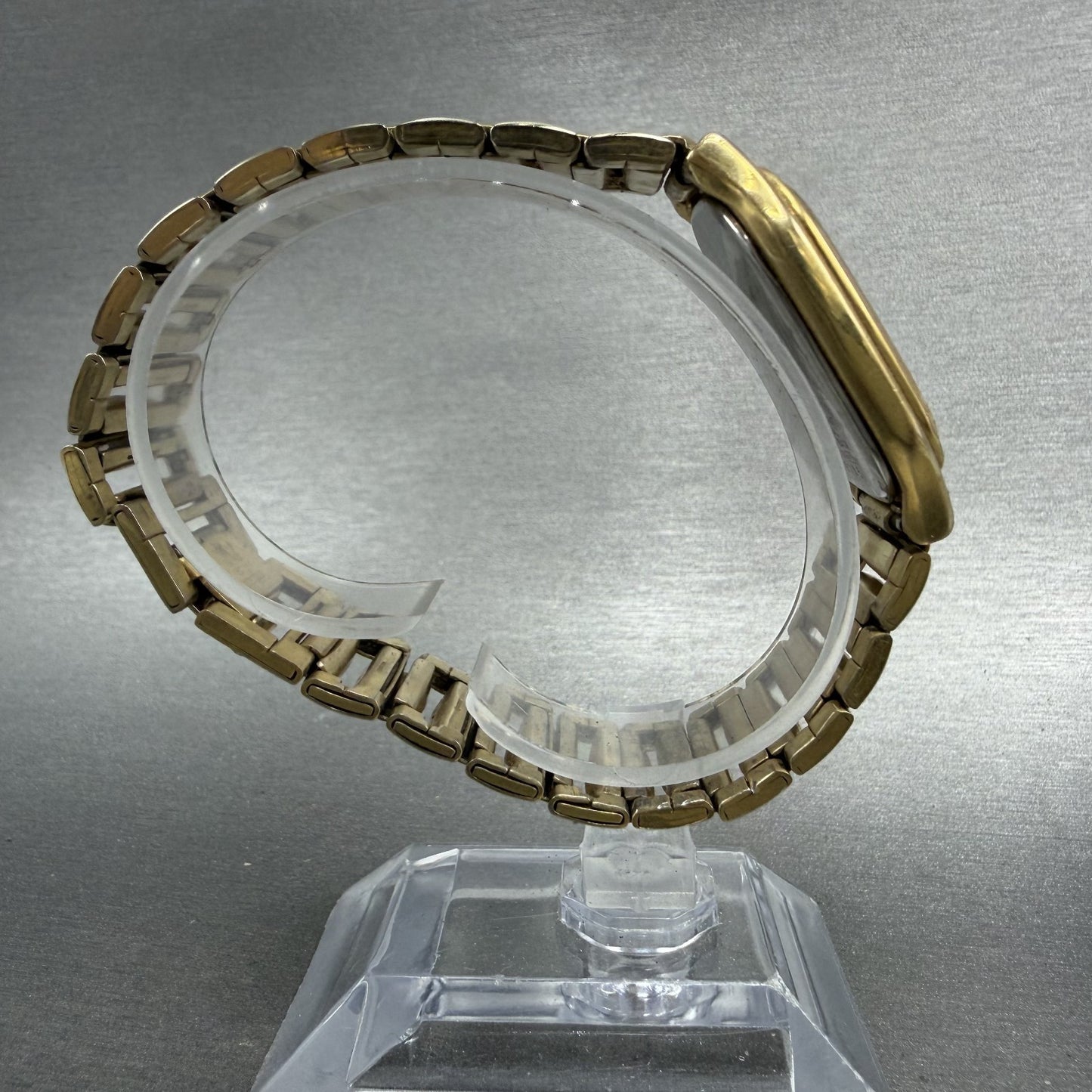 Seiko Tank Watch Men 30mm Gold Dial Gold Tone Rectangle 5y395089 PARTS9