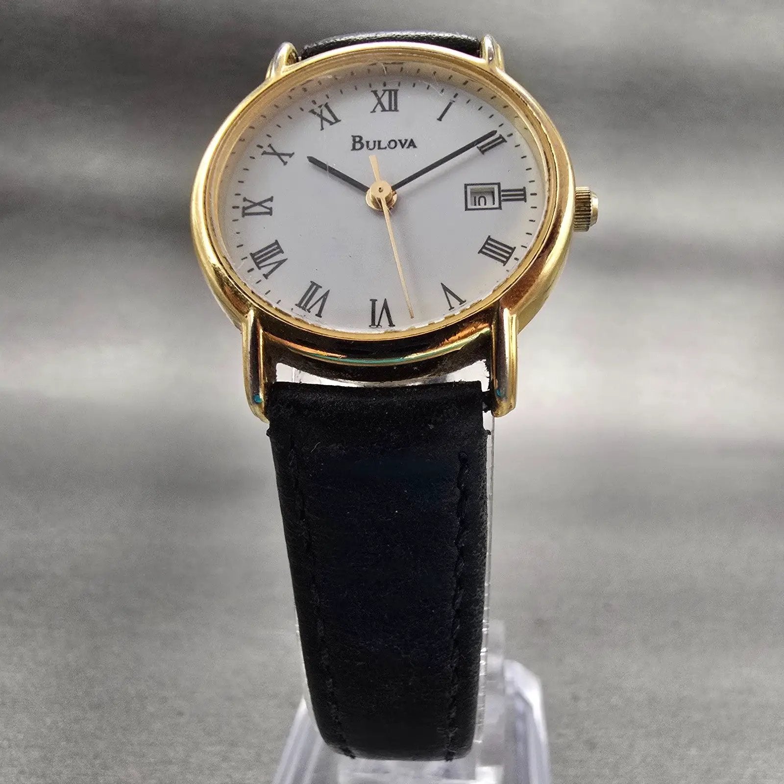 Bulova Watch Women 26mm White Dial Gold Tone Date Round New Battery 97M13 VTG5