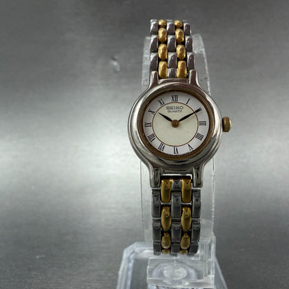 Seiko Watch Women 19mm White Dial Two Tone Round Vintage 1N00-0C59 New Battery5
