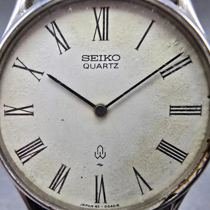 Seiko Watch Men 33mm White Dial Silver Tone Round Vintage 43-0091 PARTS NINJK2