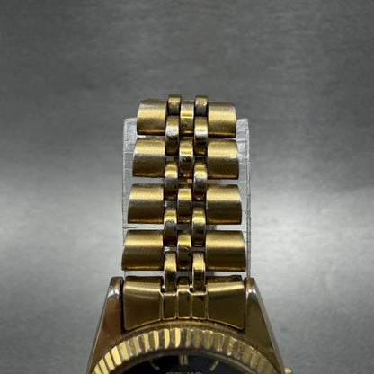 Seiko SQ Watch Women 24mm Black Dial Gold Tone Daydate 24mm Round New Battery NL4