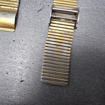 Seiko Bracelet 18mm Stainless Steel Gold Tone Tri Folding Clasp VTG Japan G101613