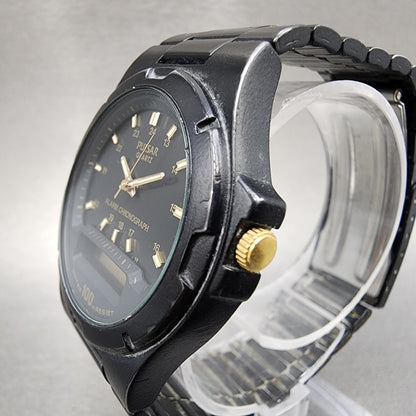 Pulsar Analog Digital Watch Men 37mm Black Dial Black Tone Round V0419040 PARTS3