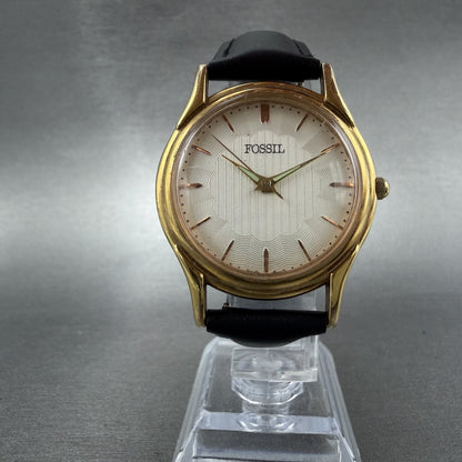 Fossil Watch Men 34mm White Dial Gold Tone Round Eagle Scout New Battery5