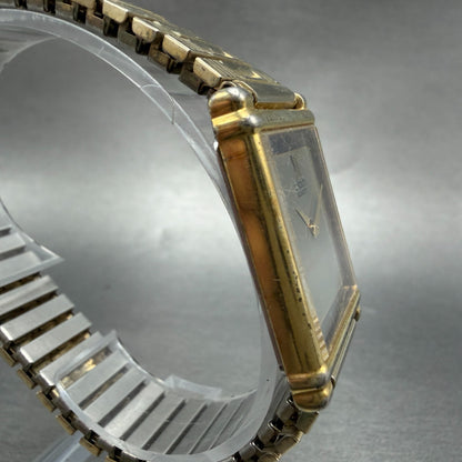 Seiko Tank Watch Men 25mm Gray Dial Gold Tone Rectangle 6530-5399 New Battery3