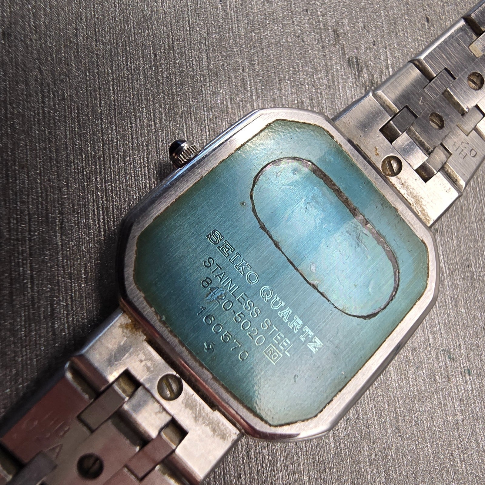Seiko Credor Watch Women 22mm Silver Dial Two Tone Rectangle 8420-5020 New Batt10