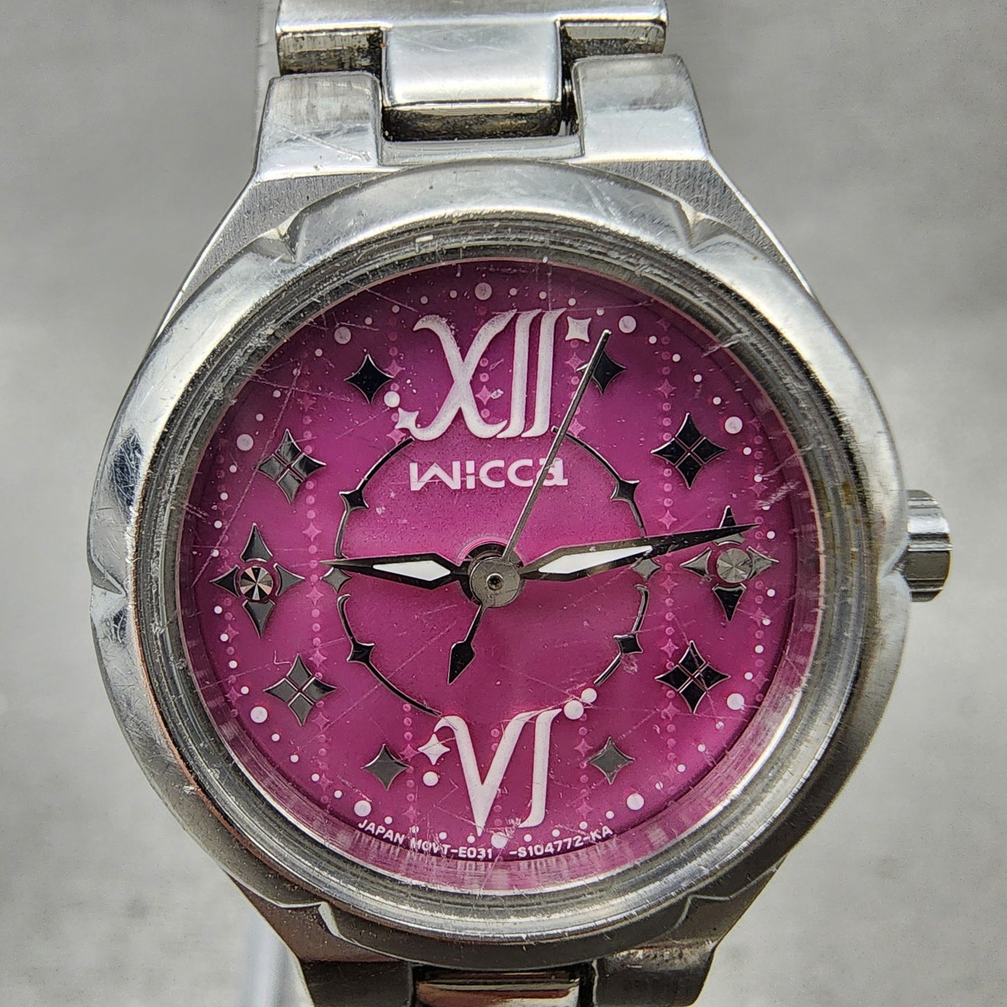 Citizen EcoDrive Wicca Watch Women 24mm Pink Dial Silver Tone Round Runs1