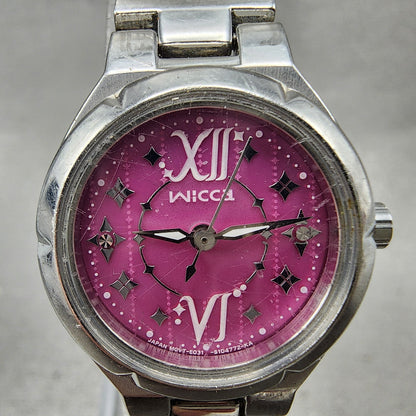 Citizen EcoDrive Wicca Watch Women 24mm Pink Dial Silver Tone Round Runs1