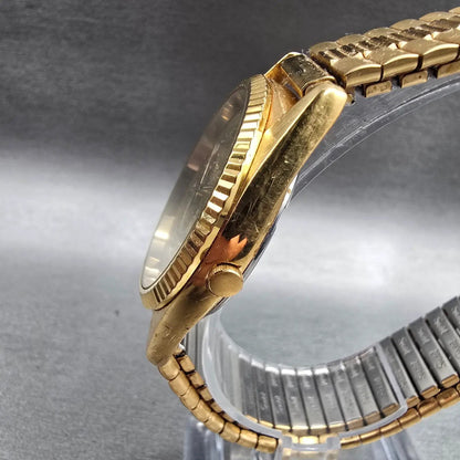 Seiko Watch Men 35mm Gold Dial Gold Tone Date Round 7N43-8111 New Battery JP2