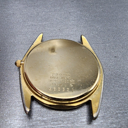 Seiko Watch Men 34mm White Dial Gold Tone Date Round 5E29-7A20 PARTS