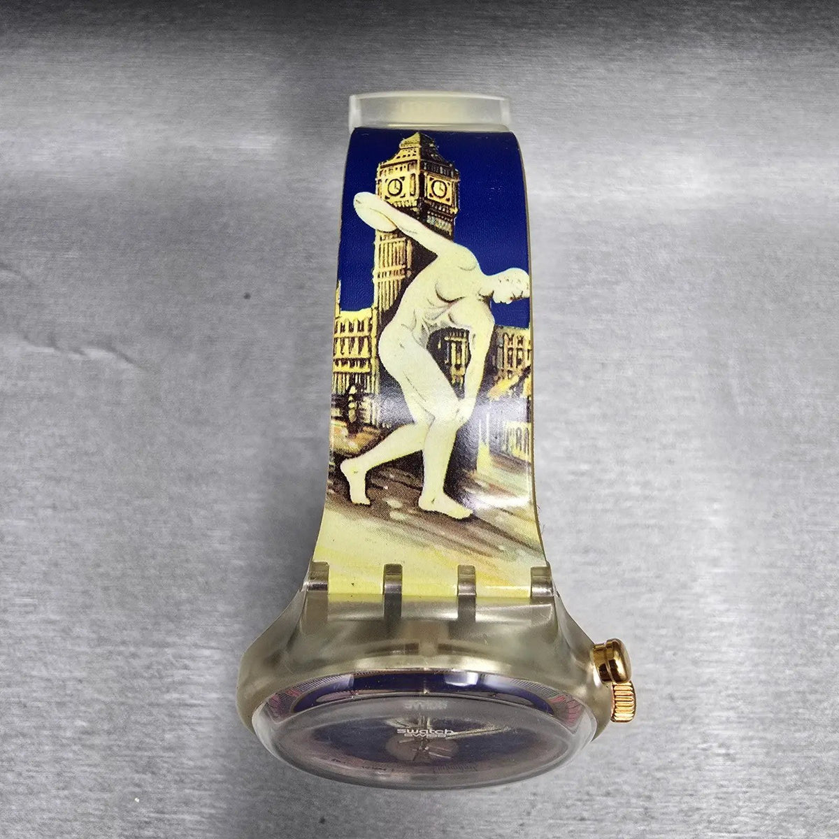 Swatch London 1948 Chrono Watch Men 42mm Blue Dial Clear SCZ102 New Battery VTG6