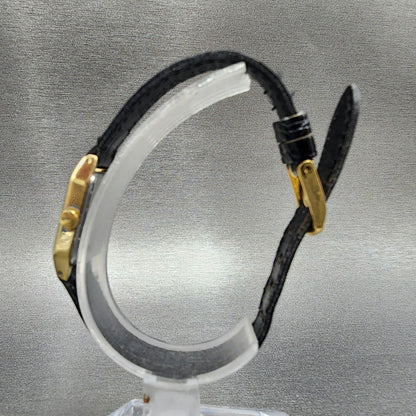 Seiko Tank Watch Women 17mm Black Dial Gold Tone Rectangle V4005538 New Battery6