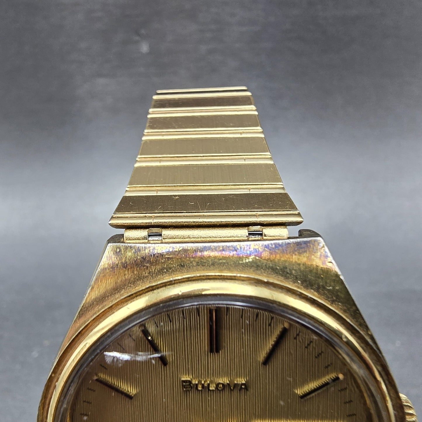 Bulova Watch Men 35mm Champagne Dial Gold Tone Daydate Round 6906 PARTS6