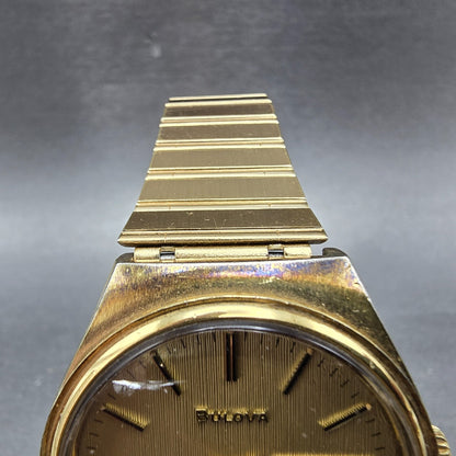 Bulova Watch Men 35mm Champagne Dial Gold Tone Daydate Round 6906 PARTS6
