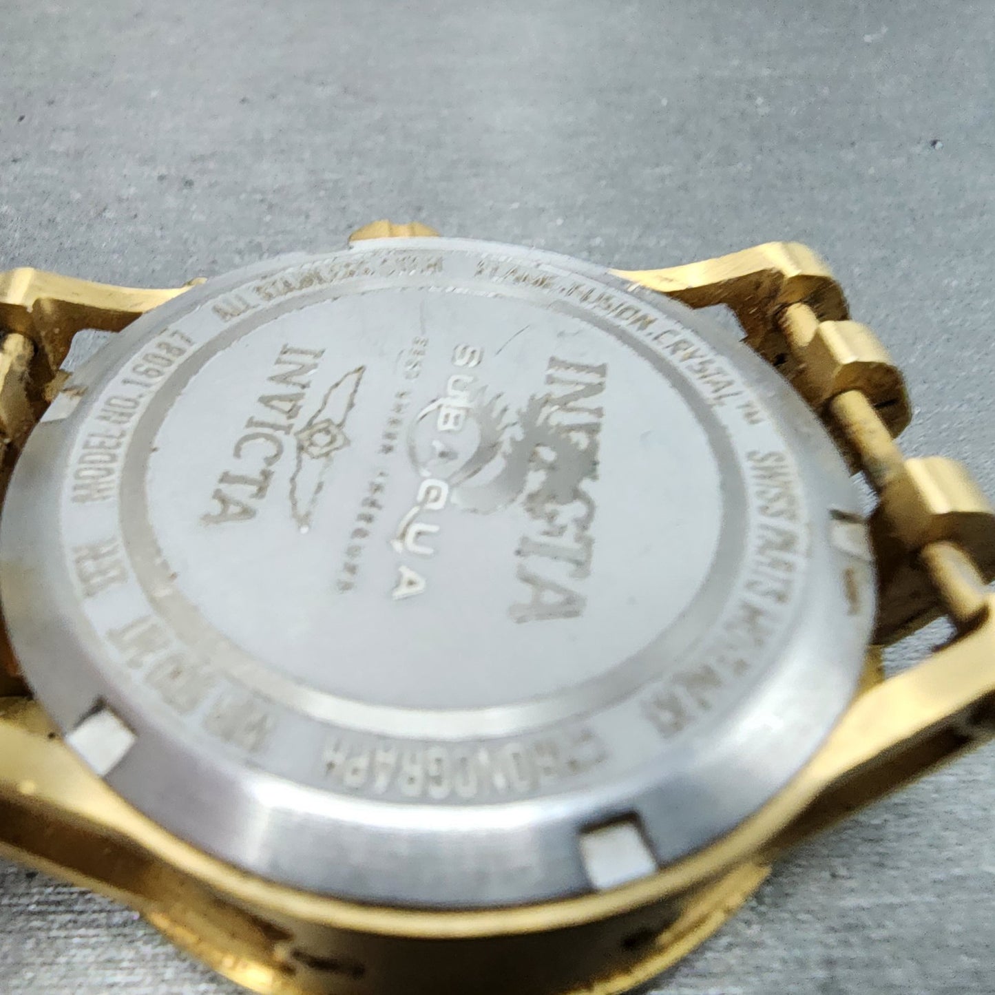 Invicta Subaqua Chronograph Watch Women 40mm Black Dial Gold Tone Date New Batt6