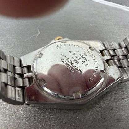 Seiko SQ Watch Women 26mm Silver Dial Two Tone Daydate 2A23-0100 New Battery VTG9