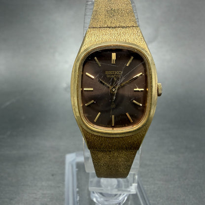 Seiko Watch Women 20mm Brown Dial Gold Tone Oval 3421-5020 New Battery Vintage0