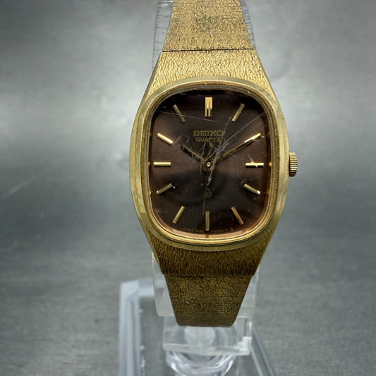 Seiko Watch Women 20mm Brown Dial Gold Tone Oval 3421-5020 New Battery Vintage0