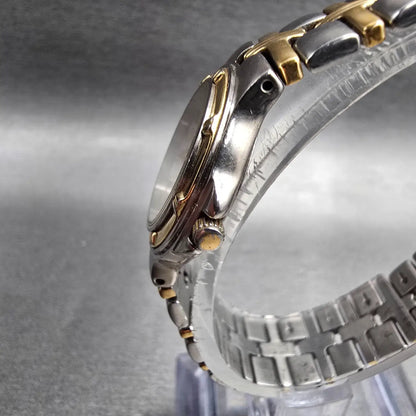 Bulova Watch Women 25mm White Dial Two Tone Date Round 98M36 New Battery JP232