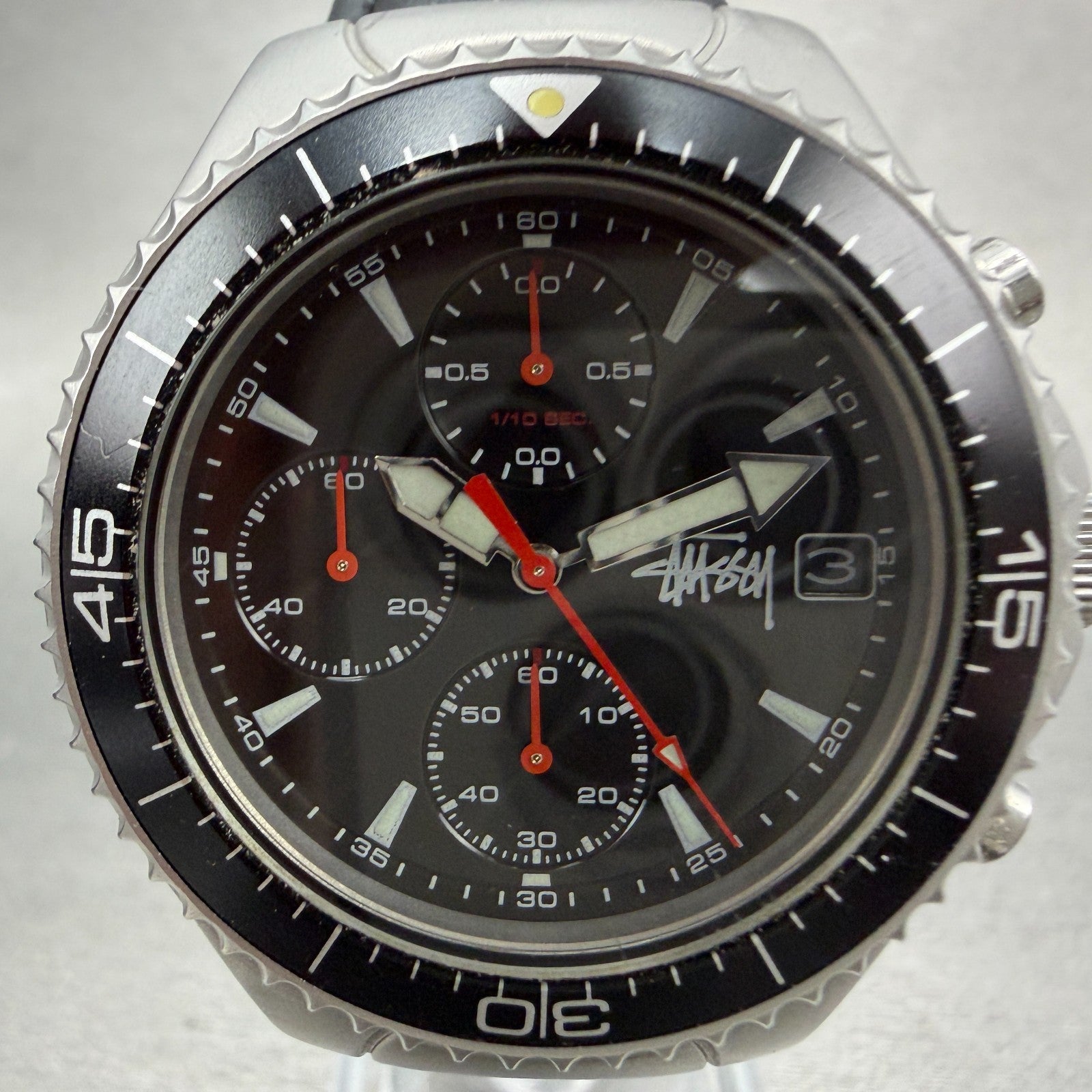 Stussy Tourmaster Chronograph Watch Men 40mm Black Dial Steel Date New Batt2