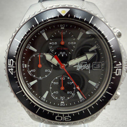 Stussy Tourmaster Chronograph Watch Men 40mm Black Dial Steel Date New Batt2