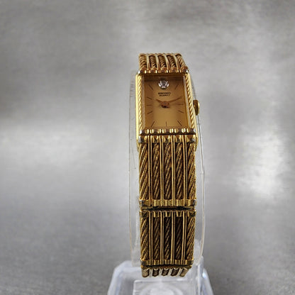 Seiko Tank Women 12mm Champagne Dial Gold Tone 2e205269 New Battery5