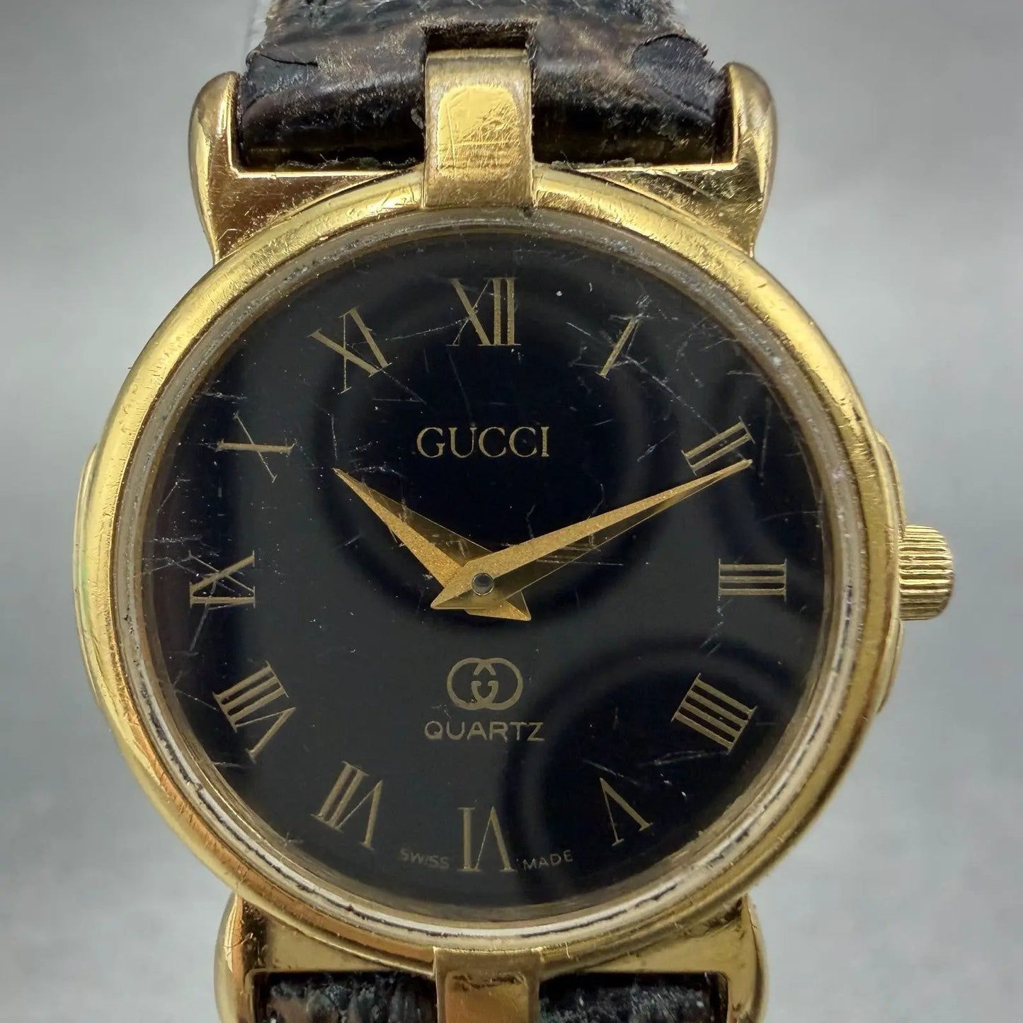 Gucci 3400L Watch Women 22mm White Dial Gold Plated Round New Battery VTG1