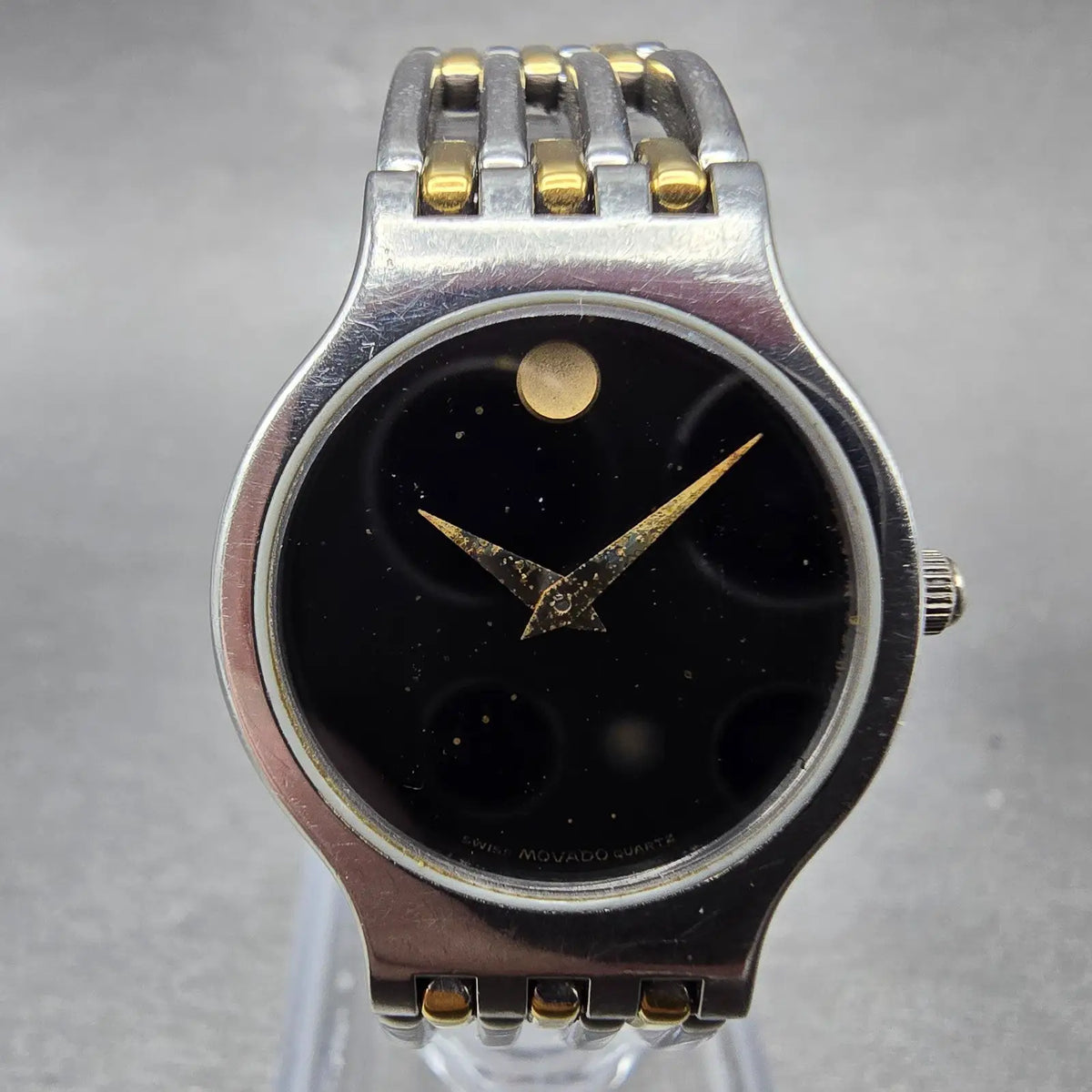Movado Esperanza Watch Women 23mm Black Dial Two Tone 84.25.811 New Battery0