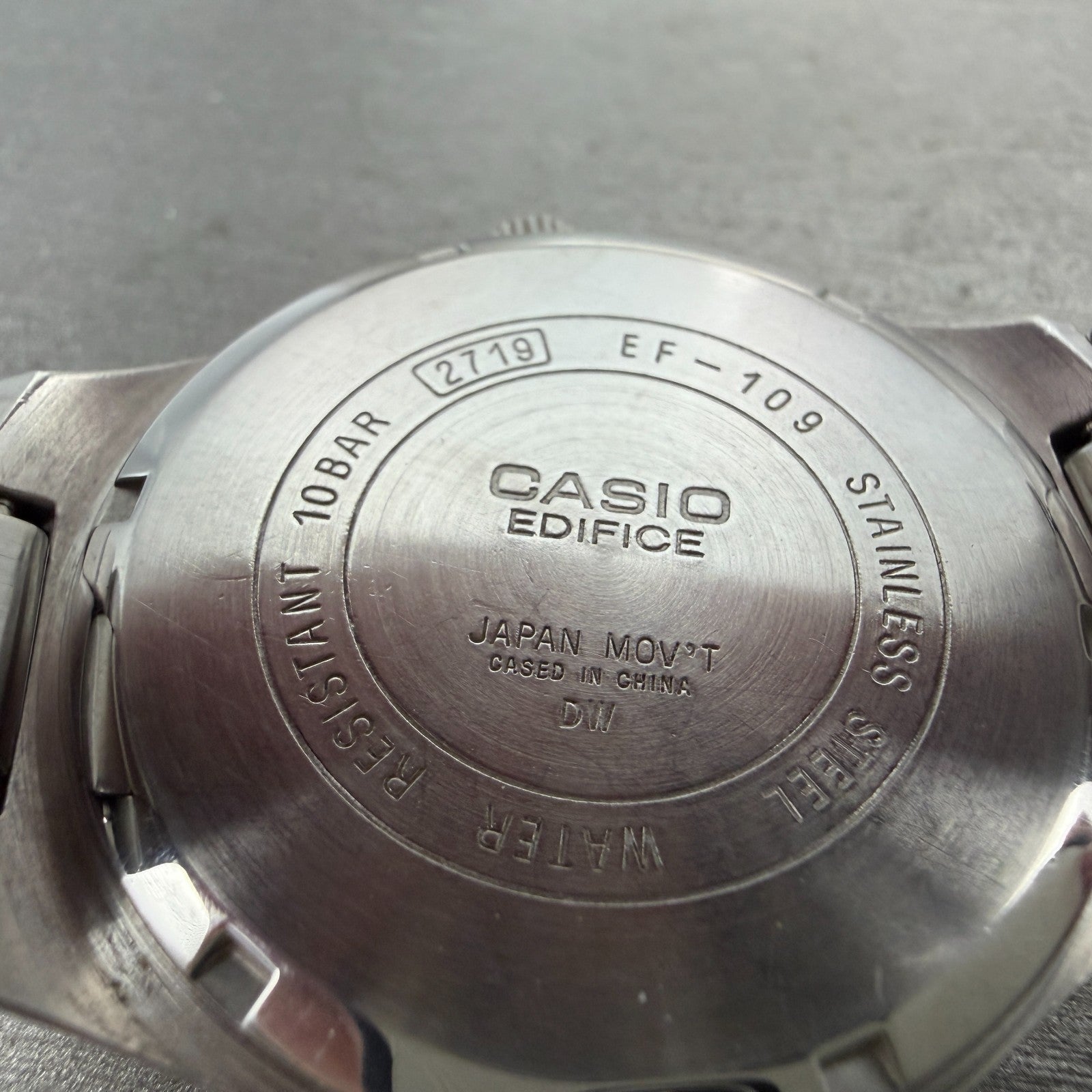 Casio Edifice Watch Men 39mm Black Dial Silver Tone Date EF-109 New Battery9