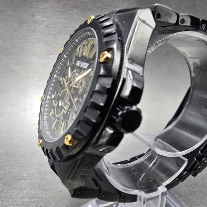 Bulova Automatic Harley Davidson Watch Men 43mm Skeleton Dial Black Tone Runs2