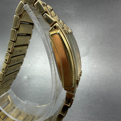 Elgin Watch Women 19mm Gold Dial Gold Tone Rectangle EG286NB New Battery VTG3