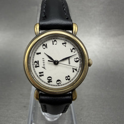 Seiko Avenue Watch Women 24mm Silver Dial Gold Tone Round 1F210C60 New Battery0