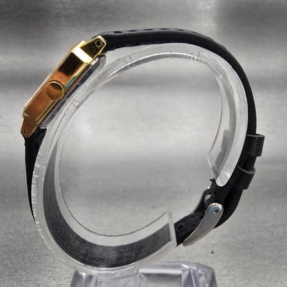 Seiko Watch Women 13mm Gold Dial Gold Tone Rectangle 1320-6059 New Battery VTG6