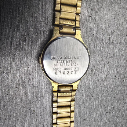 Seiko Watch Women 19mm Gold Dial Gold Tone Round 4N00-0069 New Battery Vintage10
