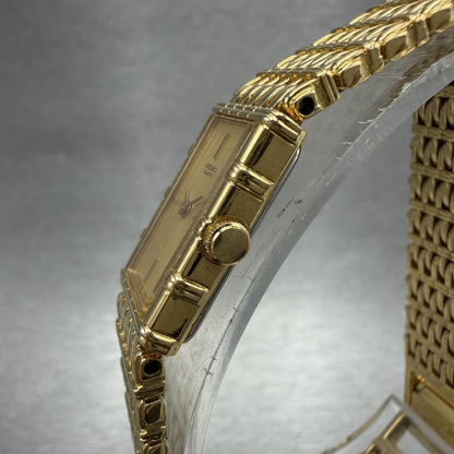 Seiko Tank Watch Women 12mm Champagne Dial Gold Tone 2e206109 New Battery AB2