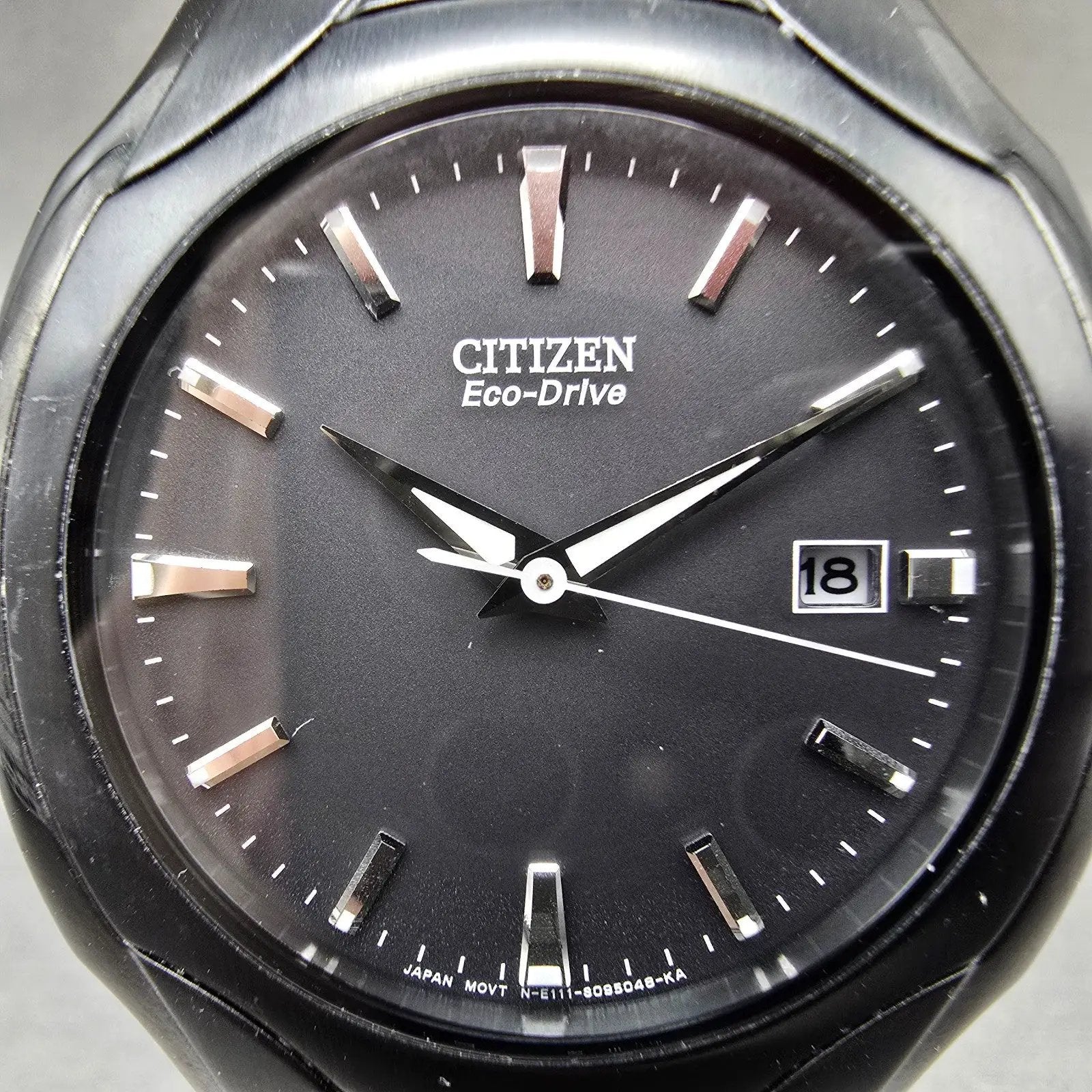 Citizen Eco-Drive Watch Men 38mm Black Dial Black Tone READ!!! E111-S063426 Runs1