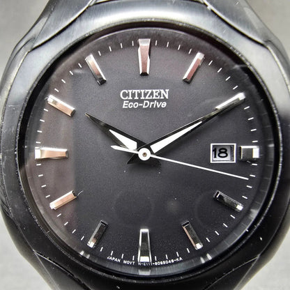 Citizen Eco-Drive Watch Men 38mm Black Dial Black Tone READ!!! E111-S063426 Runs1